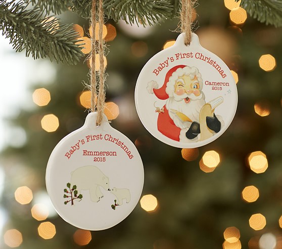 baby s first christmas personalized ornaments pottery baby s first christmas personalized ornaments pottery