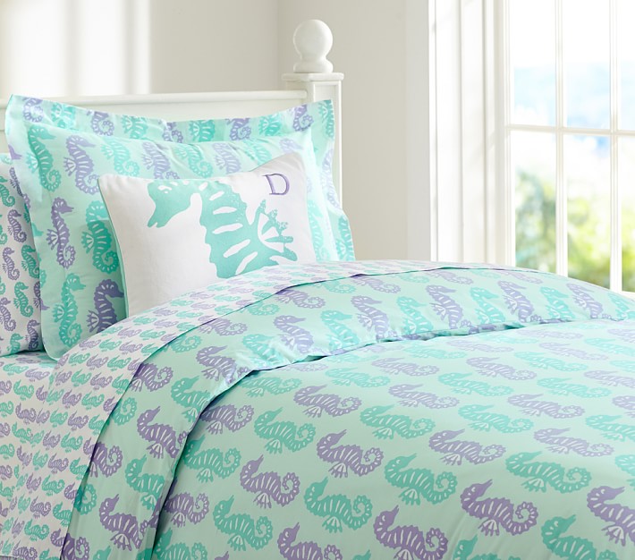 Preppy Seahorse Duvet Cover Pottery Barn Kids