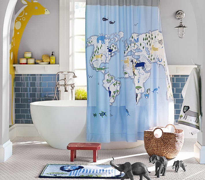 Animals Of The World Shower Curtain Pottery Barn Kids