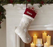 Snowman Blue Quilted Stocking | Pottery Barn Kids