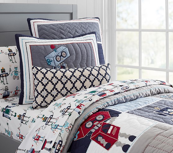 Robot Quilted Bedding | Pottery Barn Kids