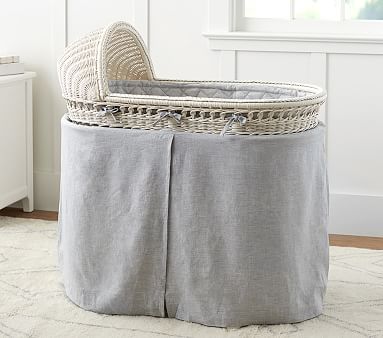 Belgian Flax Linen Bassinet Bedding | Pottery Barn Kids